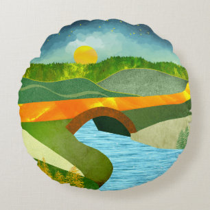 Golden Road Round Cushion