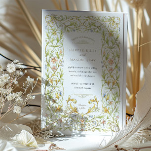Golden Rococo Vine Wedding Invitation