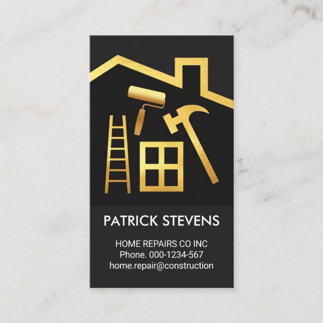 Golden Roof Handyman Tools Repair Business Card (Front)