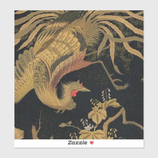 Golden Rooster Bird Japanese Classic Antique (Sheet)