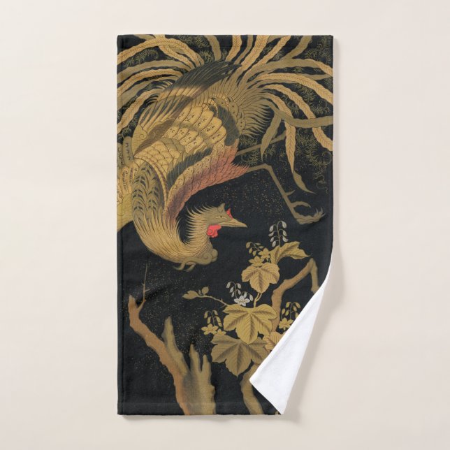 Golden Rooster Bird Japanese Classic Antique Bath Towel Set (Hand Towel)