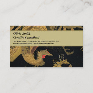 Golden Rooster Bird Japanese Classic Antique Business Card