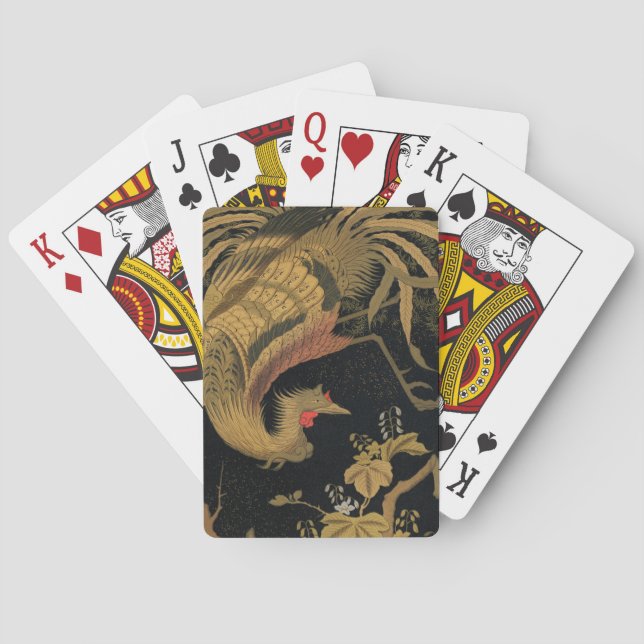 Golden Rooster Bird Japanese Classic Antique Playing Cards (Back)