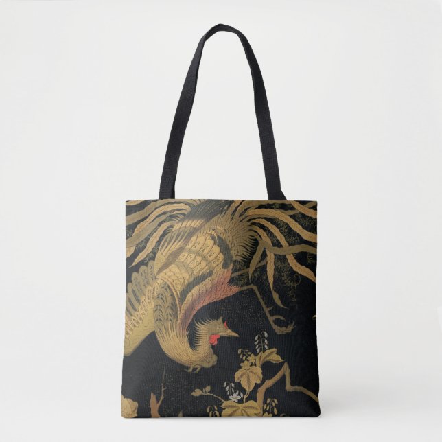 Golden Rooster Bird Japanese Classic Antique Tote Bag (Front)