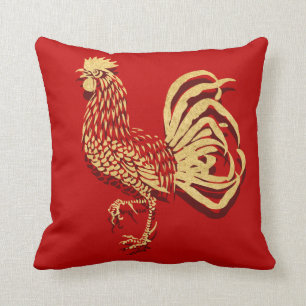 Golden Rooster Chinese Cushion