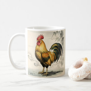 Golden rooster Japanese art Coffee Mug