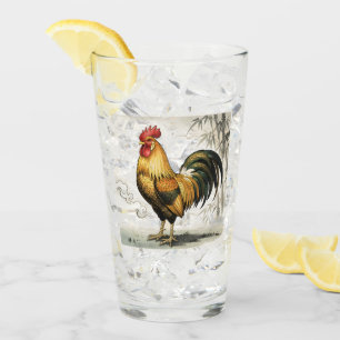 Golden rooster Japanese art Glass