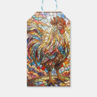 Golden Rooster of Light Crowing mosaic  Gift Tags