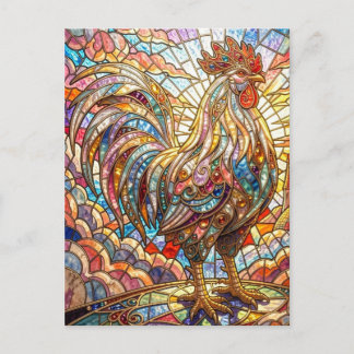 Golden Rooster of Light Crowing mosaic  Postcard