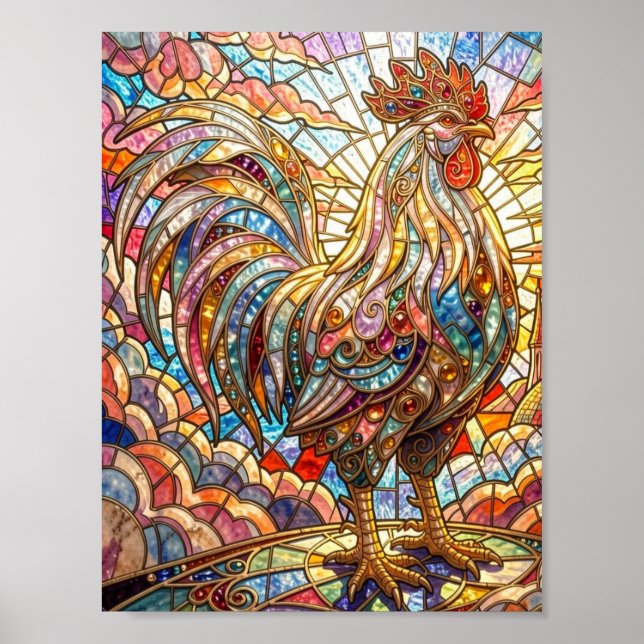 Golden Rooster of Light Crowing mosaic  Poster (Front)