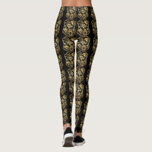Golden Rooster Year 2017 S Papercut black leggings