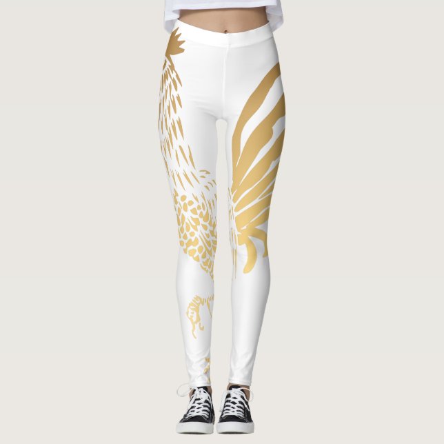 Golden Rooster Year 2017 White Leggings (Front)