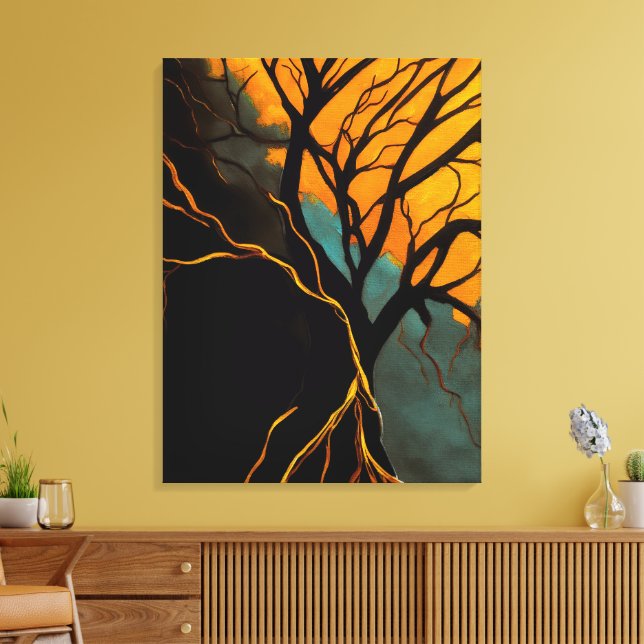 Golden Roots and Twilight Tree Canvas Print (Insitu(LivingRoom))