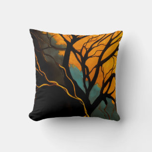 Golden Roots and Twilight Tree Cushion