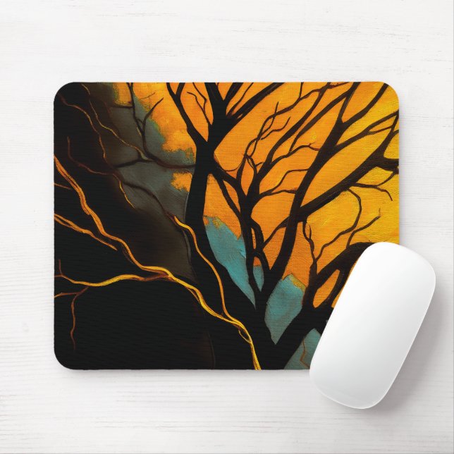 Golden Roots and Twilight Tree Mouse Mat (With Mouse)