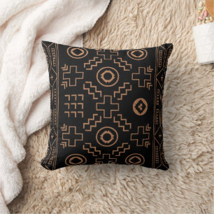 Golden Roots: Black & Tribal Moroccan Elegance Cushion