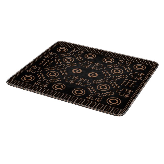 Golden Roots: Black & Tribal Moroccan Elegance Cutting Board (Corner)