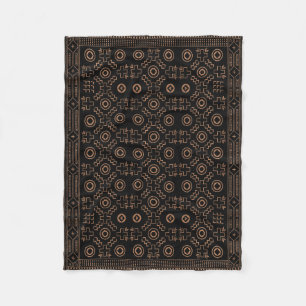 Golden Roots: Black & Tribal Moroccan Elegance Fleece Blanket