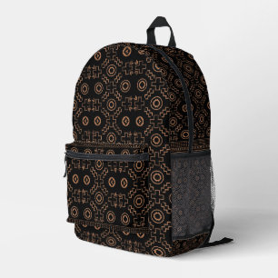 Golden Roots: Black & Tribal Moroccan Elegance Printed Backpack