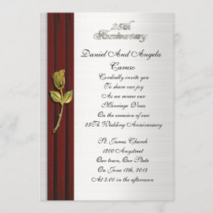 Golden rose, 25th Anniversary vow renewal Invitation