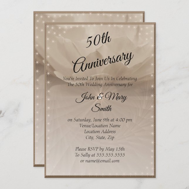 Golden Rose 50th Anniversary Invitation (Front/Back)