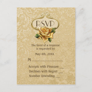 Golden Rose 50th Anniversary RSVP Invitation Postcard
