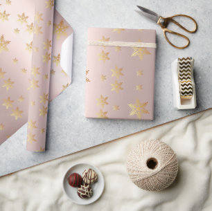 Golden rose and golden stars wrapping paper