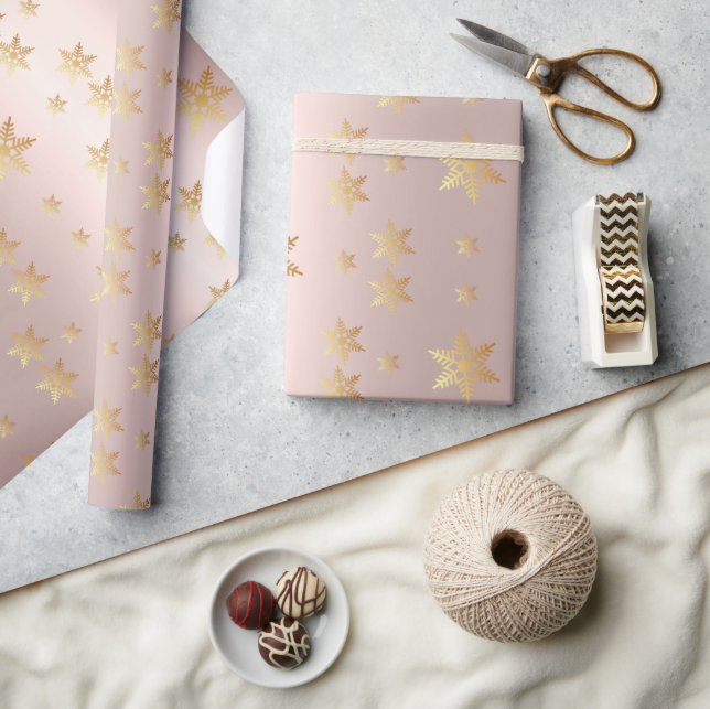 Golden rose and golden stars wrapping paper (Crafts)