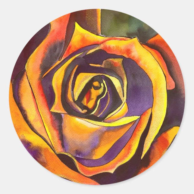 Golden Rose Art Classic Round Sticker (Front)