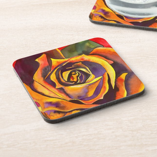 Golden Rose Art Coaster (Left Side)