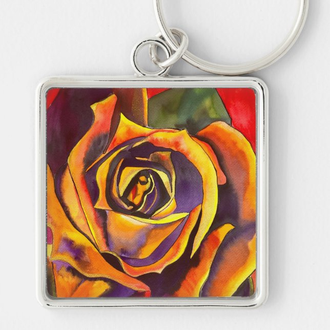 Golden Rose Art Key Ring (Front)