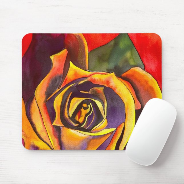 Golden Rose Art Mouse Mat (With Mouse)