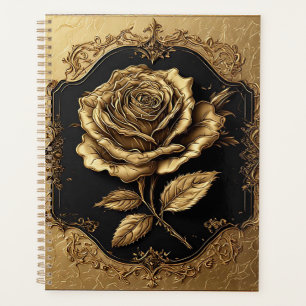 Golden Rose Artwork with Ornate Decorative Element Planner