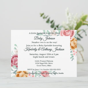 Golden Rose Baby Sprinkle Invitation