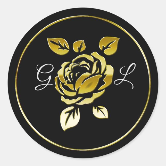 Golden rose classic round sticker (Front)