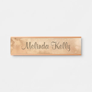 Golden Rose Coloured Bkg Name Plates & Desk Signs