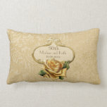 Golden Rose Damask 50th Wedding Anniversary Pillow<br><div class="desc">Beautiful gold rose beneath. Customise the name and date text. Back of pillow has matching pattern. Matching items in my store.</div>