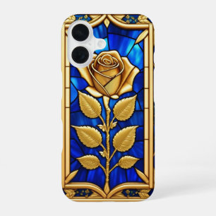Golden Rose Design in Stained Glass iPhone 16 Case