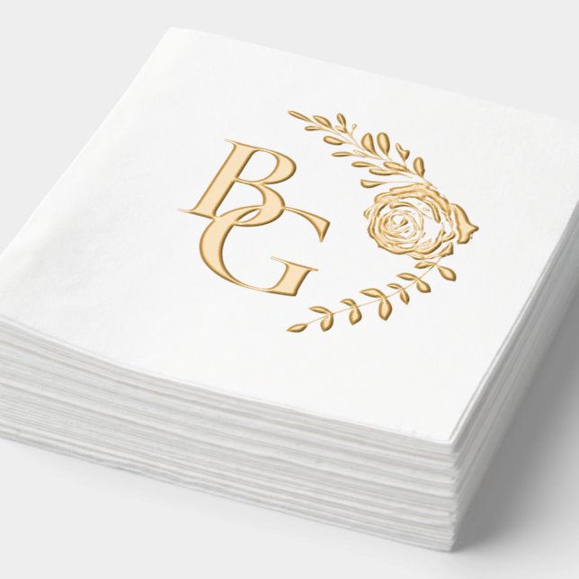 golden rose design wedding foil napkins (Detail)
