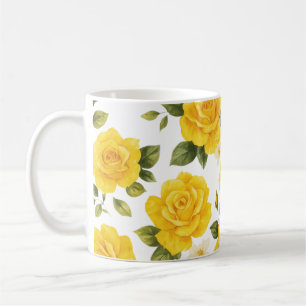 Golden Rose Elegance on Black Coffee Mug