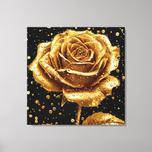 Golden rose flower canvas print