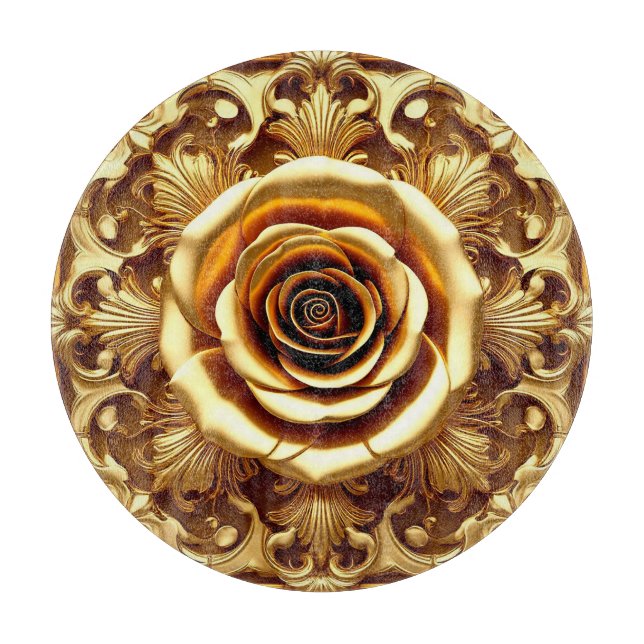 🌸 Golden Rose Frame Luxury Kitchen Style 🌸 Cutting Board (Front)