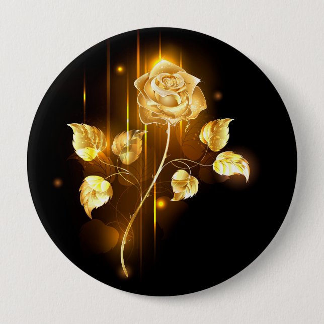 Golden rose ( gold rose ) 10 cm round badge (Front)