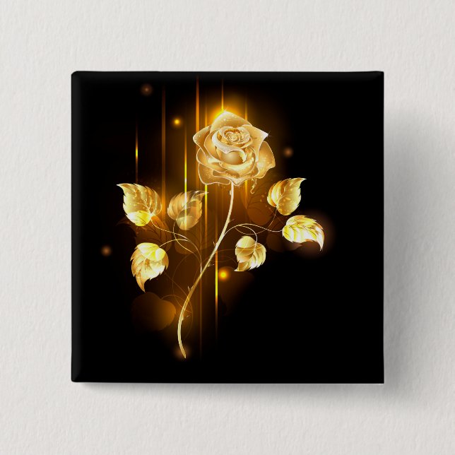 Golden rose ( gold rose ) 15 cm square badge (Front)