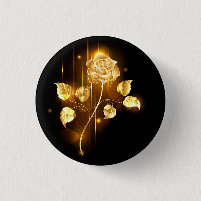 Golden rose ( gold rose ) 3 cm round badge (Front)