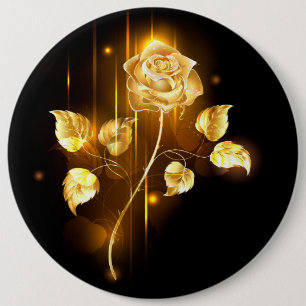 Golden rose ( gold rose ) 6 cm round badge