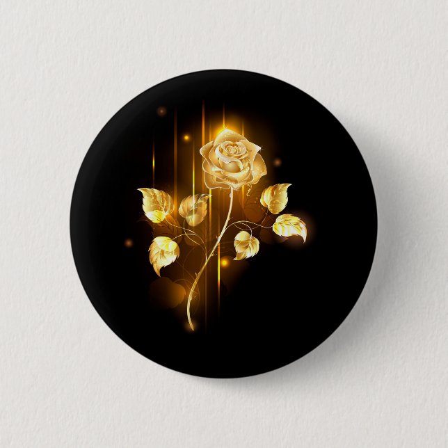 Golden rose ( gold rose ) 6 cm round badge (Front)