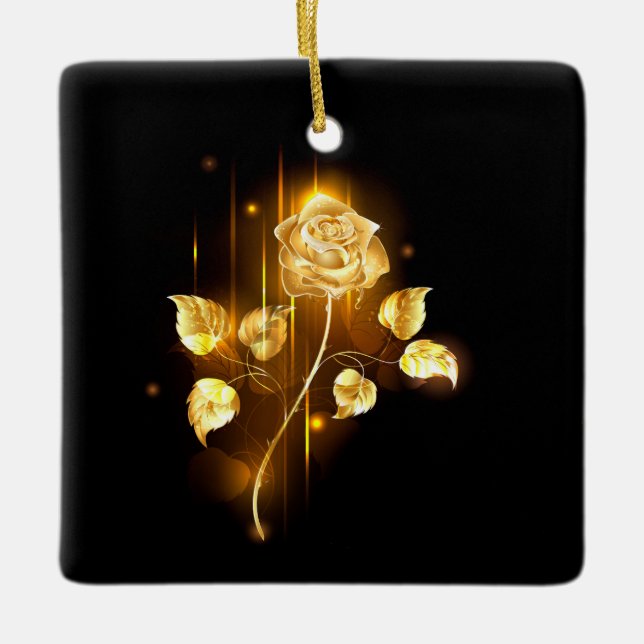 Golden rose ( gold rose ) ceramic ornament (Front)