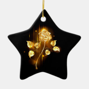 Golden rose ( gold rose ) ceramic tree decoration