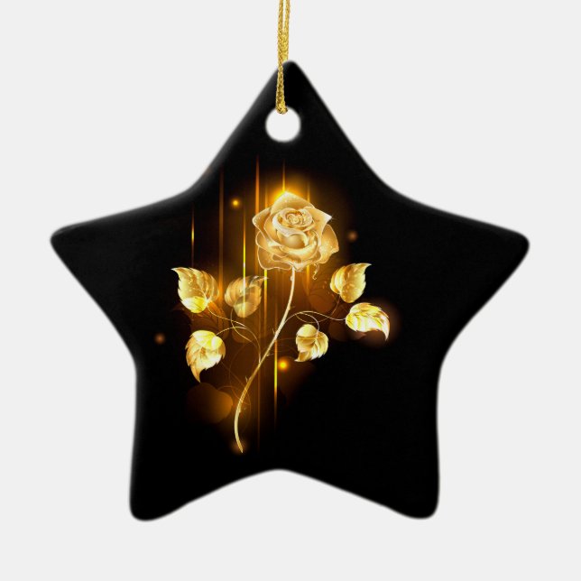 Golden rose ( gold rose ) ceramic tree decoration (Front)